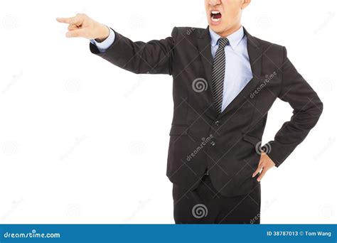 Angry Businessman Pointing With Yelling Stock Image Image Of Akimbo