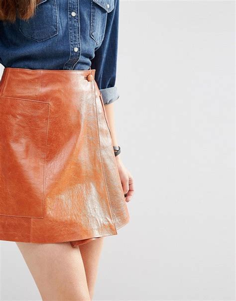 Image 3 Of Asos Leather Wrap Mini Skirt Mini Skirt Style Wrap Mini