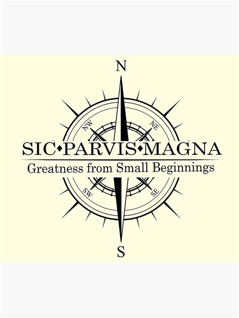 Sic Parvis Magna Design 4 With Compass Photographic Print For Sale By