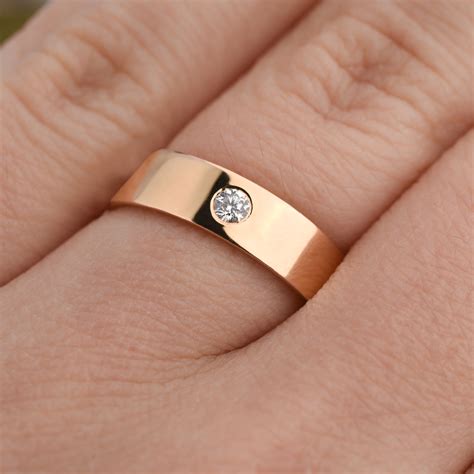 14k Solid Gold Simple Ring Simple Wedding Band Women Plain Etsy Uk