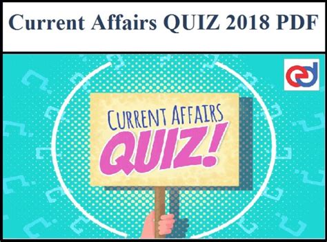 Current Affairs Quiz 2018 2019 Pdf Download