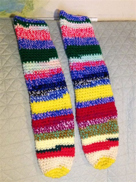 Hand Crocheted Socks 1 Pair Small Multi Colored Etsy