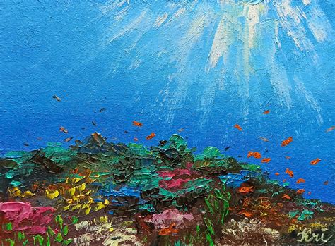 Underwater Painting Coral Reef Artwork Impasto Oil Painting Etsy
