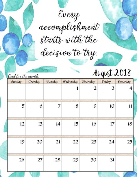 Presenting inspirational 2021 calendar for every month of this year starting from january to december.stay inspired this whole year with our monthly quotes calendars that will help you to stay focused. FREE Printable 2018 Monthly Motivational Calendars. Space for setting goals, different ...
