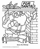 Santa Coloring Christmas Chimney Down Chimneys Sheets Sheet Holiday Popular Honkingdonkey sketch template