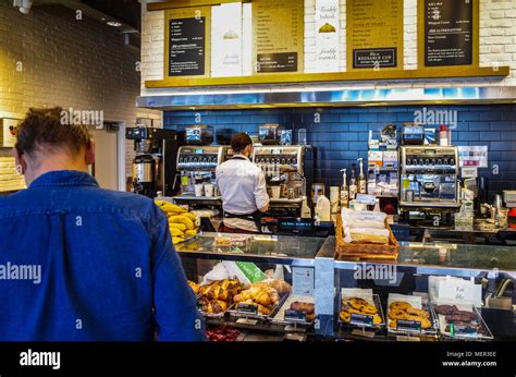 Pret A Manger Counter Customers Order Coffee At A Pret A Manger