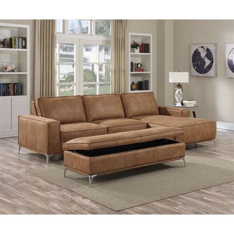 Picking the perfect couch can be nerve wracking, and trying to decide on a recliner couch or small sectional can be tough. Leather couch Kobe 3-piece Camel Brown Sectional ...