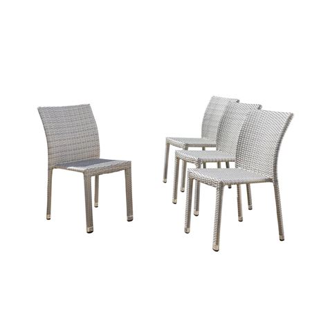 The corsica dining chair set, from the noblethe corsica dining chair set, from the noble house outdoor furniture assortment, is truly 1 of a kind. Noble House Lucian Chateau Grey Stackable Armless Wicker ...