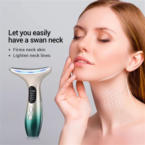 Neck Face Beauty Device Ems 3 Colors Led Photon Therapy Skin Tighten