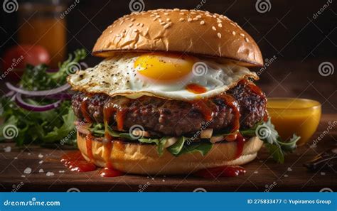 Grilled Beef Burger With Cheddar Cheese And Tomato Generated By Ai