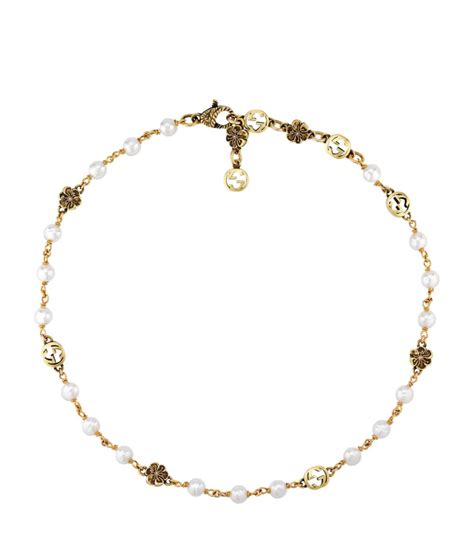 Gucci Faux Pearl Interlocking G Necklace Harrods Uk