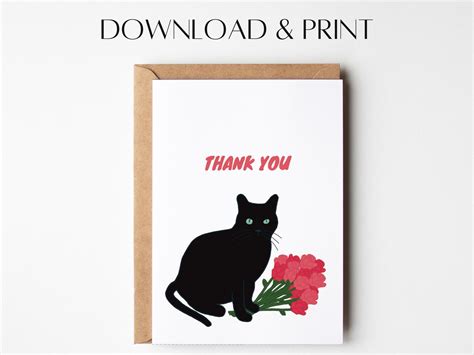 Cat Thank You Card Funny Thank You Card Printable Cat Card Instant