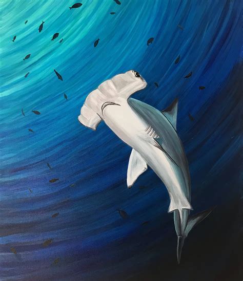 Hammerhead Etsy Shark Painting Funny Paintings Cool Paintings