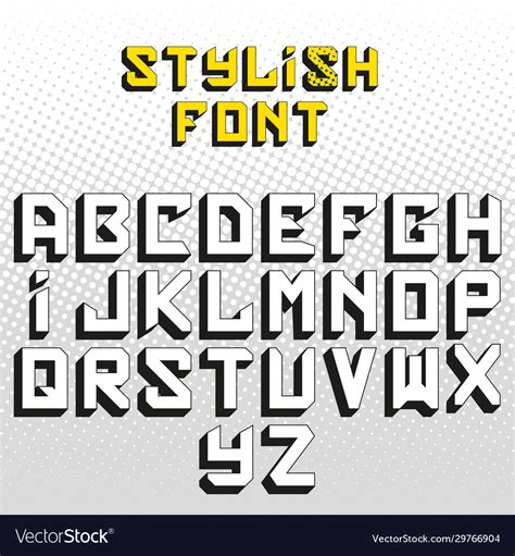 Cool High Detail Comic Font Alphabet In Style Of Vector Image