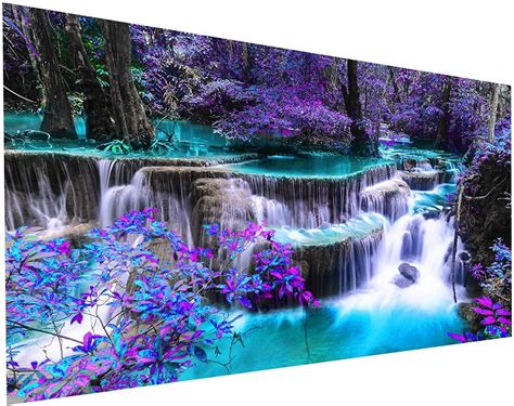 Sunature 5d Diy Diamond Painting Kits Purple Waterfall Round Full