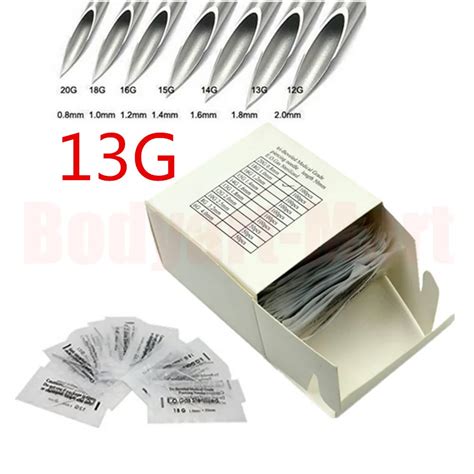 100pcs 13g Body Piercing Needles Sterilized Steel Piercing Needles 1