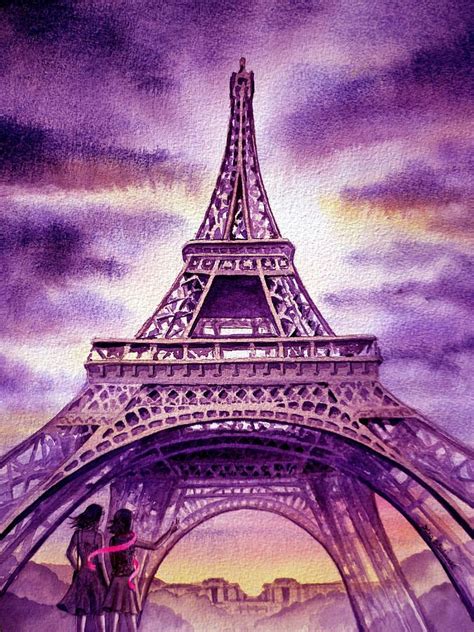 Purple Paris By Irina Sztukowski Purple Artwork Eiffel Tower