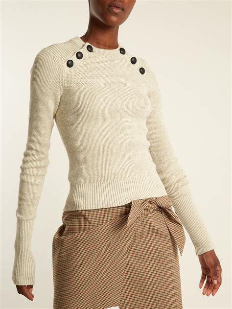 Isabel Marant Étoile Koyle Button Shoulder Cotton Blend Knit Sweater At