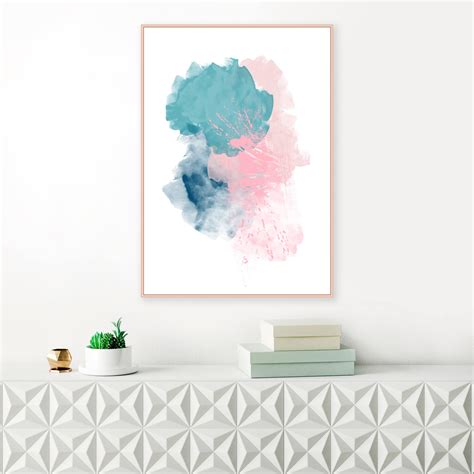 Teal Pink And Navy Blue Abstract Art Abstract Painting Etsy