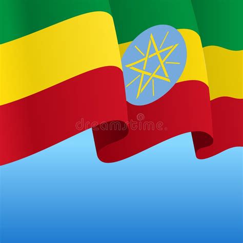 Ethiopian Flag Wavy Abstract Background Vector Illustration Stock