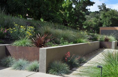 Stucco Retaining Wall Patio Midcentury With Landscape Contemporary