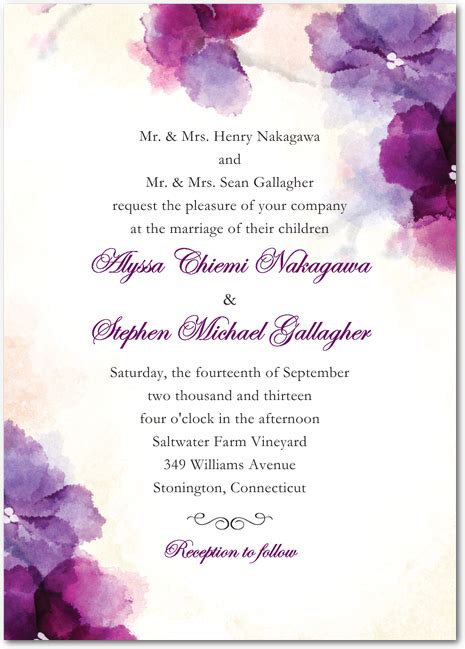 Invitaciones Purple Wedding Invitations Personalised Wedding