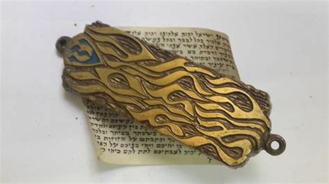 Mezuzah Mezuza Brass Case Scroll Vintage Judaica Jewish Hebrew Israel