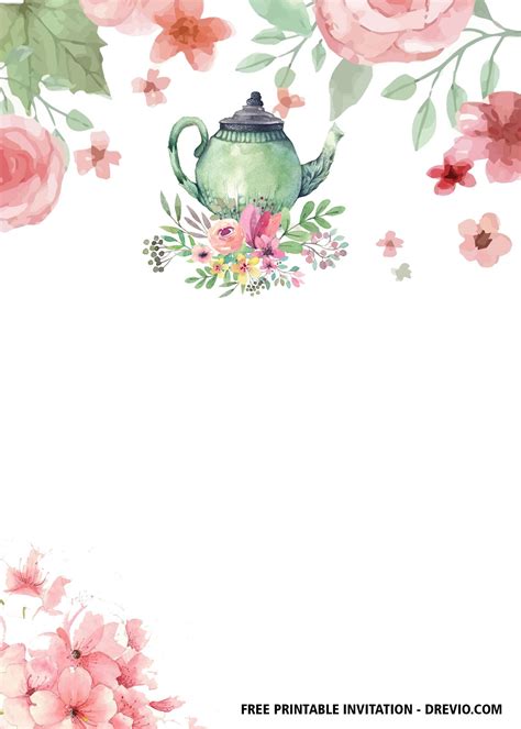 Free Floral Tea Party Invitation Templates Tea Party Invitations