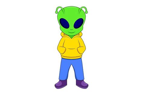 Premium Vector Cute Alien Character Design Illustration