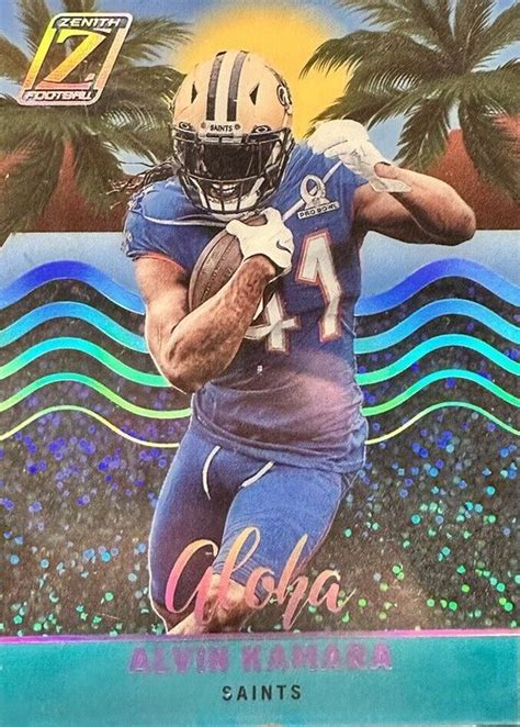 Alvin Kamara 2022 Zenith AL 23 Aloha Sparkle SSP Price Guide