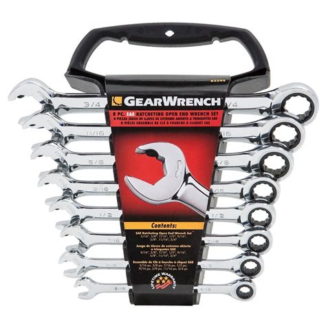 Gearwrench 8 Piece Sae Imperial Ratcheting Open End Spanner Set 85599