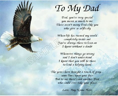 To My Dad Personalized Art Poem Memory Birthday Fathers Day T Ebay