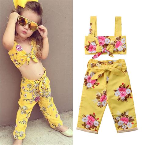 2018 Newly Summer Boho Cute Infant Kids Baby Girls Clothes 2pcs Bowknot