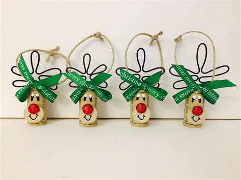 Set Of 4 Reindeer Cork Ornaments Wine Lovers T Yankee