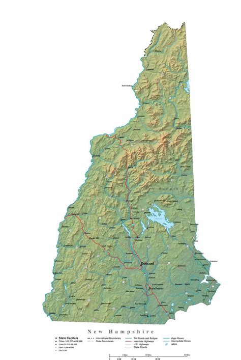 New Hampshire Illustrator Vector Map With Cities Roads And Photoshop