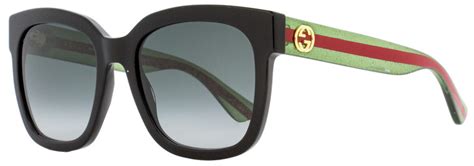 gucci square sunglasses gg0034s 002 black green red 54mm 0034