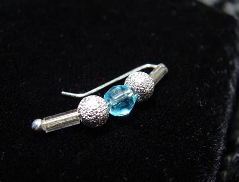 Earring Pins Silver Stardust And Blue Bead Ear Pins Pair On Luulla