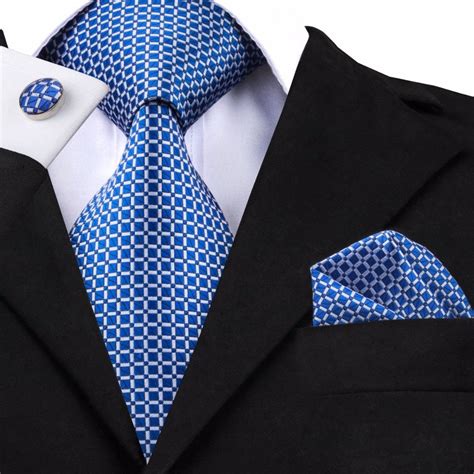 Hi Tie Design Royal Blue Tie Pocket Square And Cufflinks Set I