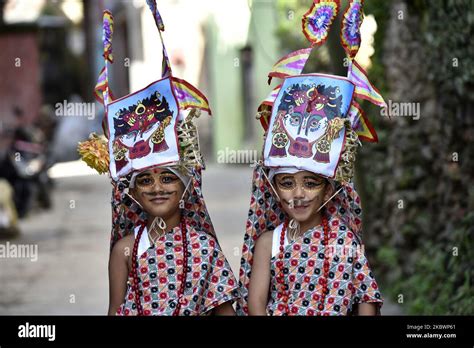 Kids Impersonate As Cow During Gai Jatra Or Cow Festival Celebrated At
