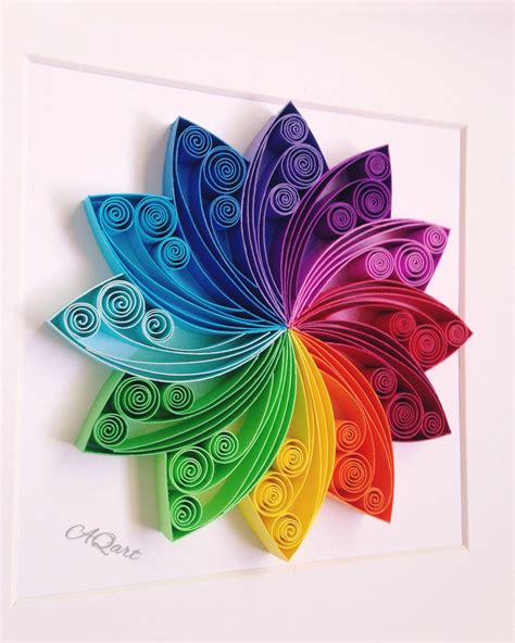 Quilling Art Rainbow Beauty Quilled Mandala Flowr D Art Etsy Paper