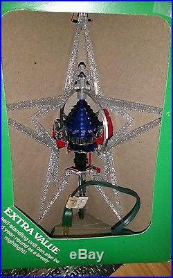 vintage merry glow sputnik star rotating christmas tree topper blue