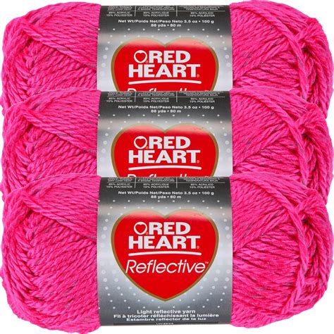 Red Heart Reflective Yarn Neon Pink Multipack Of 3