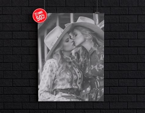 Kissing Cowgirls Vintage Wall Art Lgbt Lesbian Couple Retro Etsy
