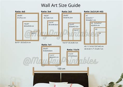 Wall Art Size Guide Downloadable Comparison Chart Printable Image Size Guide For Print Sellers