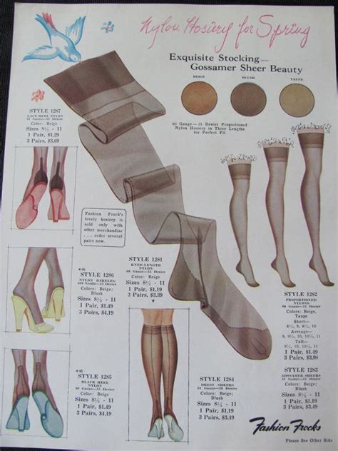 Vintage Retro Fashion Frocks Exquisite Nylon Stockings 1940 In The Usa