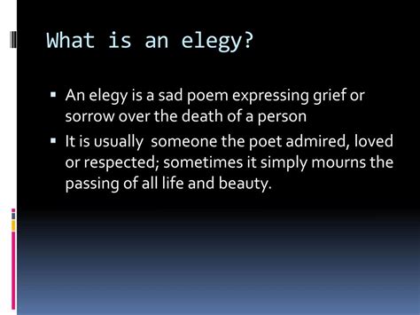 Elegy Poem Examples For Kids