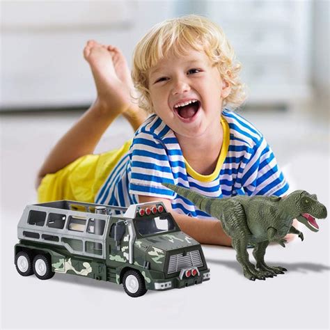 Buy Build Me Dinosaur Transport Truck Toy Die Cast Jurassic World Transporter Jungle Truck And 9
