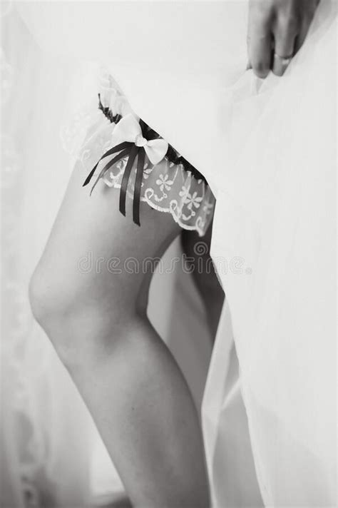Bride Dresses Garter Leg Picture Beautiful Female Stock Photos Free