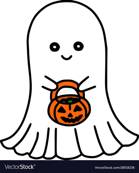 Cute Sheet Ghost Halloween Cartoon Royalty Free Vector Image