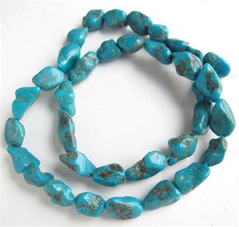 Natural Blue Turquoise To Mm Smooth Nugget Beads